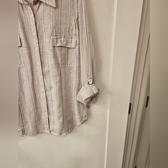 NWOT - Coldwater Creek Pink Striped Linen Button Down Camp Shirt - Size 1X - Picture 10 of 10